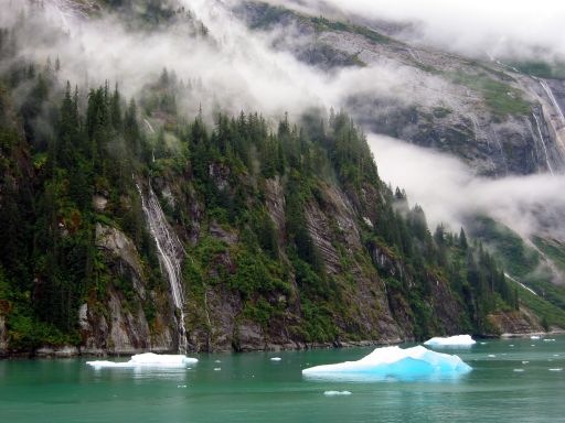 Waterfalls and Blue Icebergs