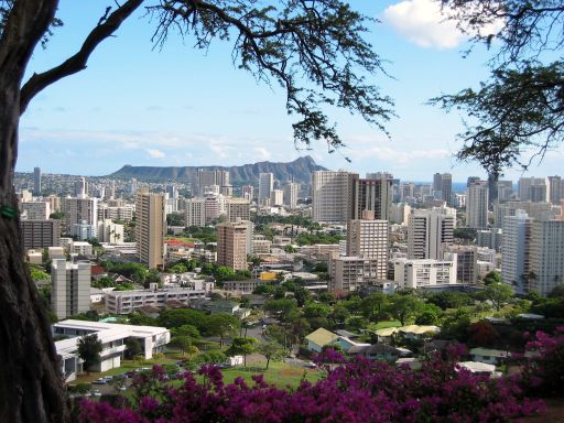 Waikiki & Diamond Head from Puowaina Crater