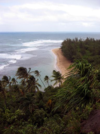 Ke'e Beach from the Kalalau Trail along the Na Pali Coast