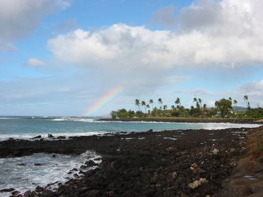 Rainbow over Brennecke Beach, Poipu