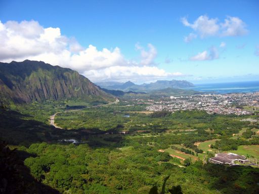 View of Kane'ohe from the Pali Lookout
